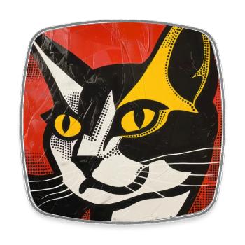 chat, motif de chat, bande dessinée, cadeau, idées cadeaux - Magnet carré - blanc - Devant