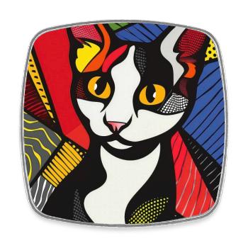 chat, motif de chat, bande dessinée, cadeau, idées cadeaux - Magnet carré - blanc - Devant