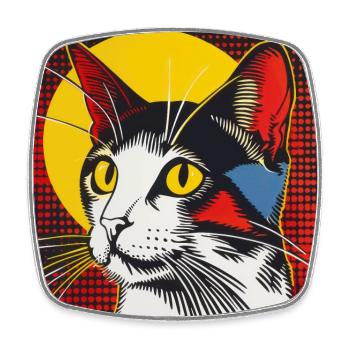 Cat, Cat Motif - Square fridge magnet - white - Front