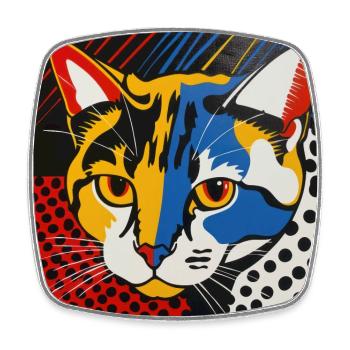 Cat, Cat Motif - Square fridge magnet - white - Front