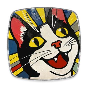 Chat, Motif De Chat - Magnet carré - blanc - Devant