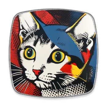 Cat, Cat Motif - Square fridge magnet - white - Front