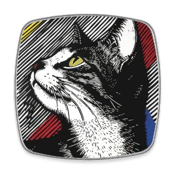 Chat, Motif De Chat - Magnet carré - blanc - Devant