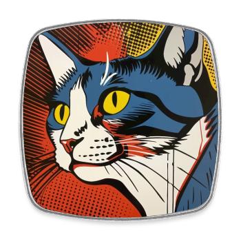 Katze, katzenmotiv - Viereckiger Kühlschrankmagnet - Weiß - Vorne