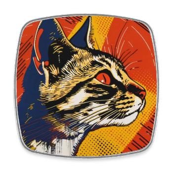 Katze, katzenmotiv - Viereckiger Kühlschrankmagnet - Weiß - Vorne