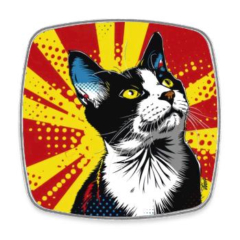 Katze, katzenmotiv - Viereckiger Kühlschrankmagnet - Weiß - Vorne