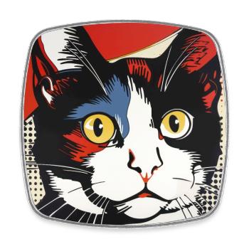 Cat, Cat Motif - Square fridge magnet - white - Front