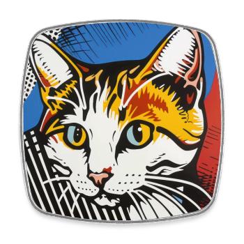 Cat, Cat Motif - Square fridge magnet - white - Front