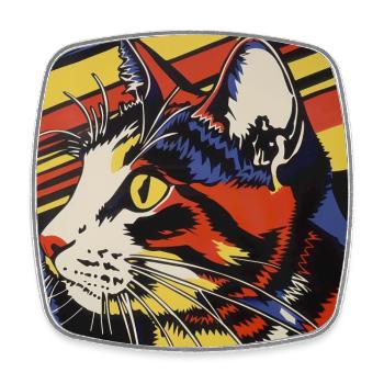 Katze, katzenmotiv - Viereckiger Kühlschrankmagnet - Weiß - Vorne