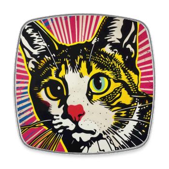 Katze, katzenmotiv - Viereckiger Kühlschrankmagnet - Weiß - Vorne