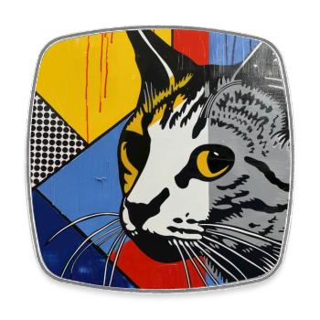 Katze, katzenmotiv - Viereckiger Kühlschrankmagnet - Weiß - Vorne