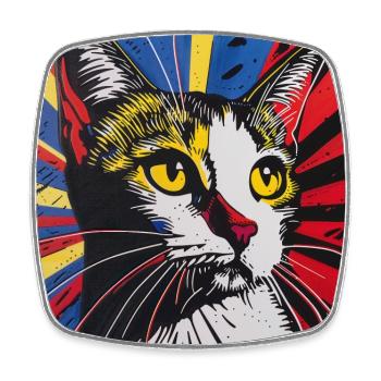 Katze, katzenmotiv - Viereckiger Kühlschrankmagnet - Weiß - Vorne