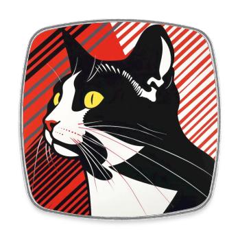 Chat, Motif De Chat - Magnet carré - blanc - Devant