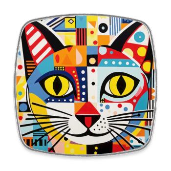 Chat, Motif De Chat - Magnet carré - blanc - Devant