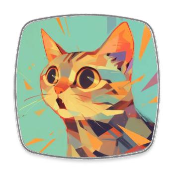 Cat, Cat Motif - Square fridge magnet - white - Front