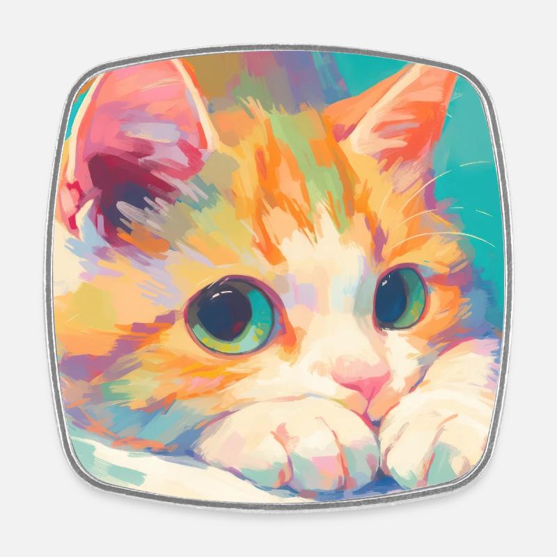 Cat, Cat Motif - Square fridge magnet - white