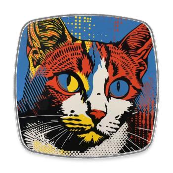 Cat, Cat Motif - Square fridge magnet - white - Front