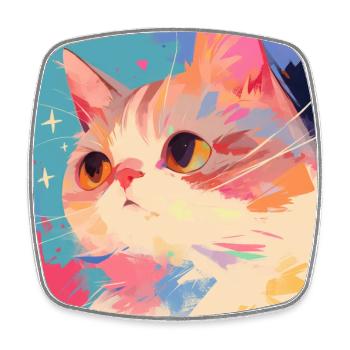 Chat, Motif De Chat - Magnet carré - blanc - Devant