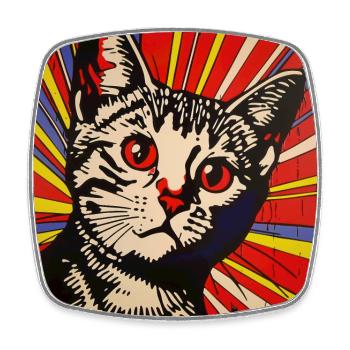 Cat, Cat Motif - Square fridge magnet - white - Front