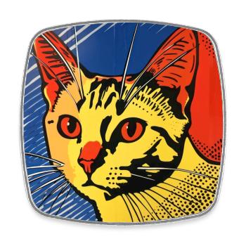 Chat, Motif De Chat - Magnet carré - blanc - Devant