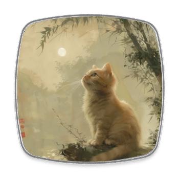 Katze, katzenmotiv - Viereckiger Kühlschrankmagnet - Weiß - Vorne