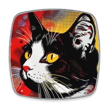 Katze, katzenmotiv - Viereckiger Kühlschrankmagnet - Weiß - Vorne