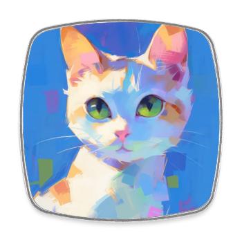 Cat, Cat Motif - Square fridge magnet - white - Front