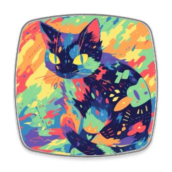 Cat, Cat Motif - Square fridge magnet - white - Front