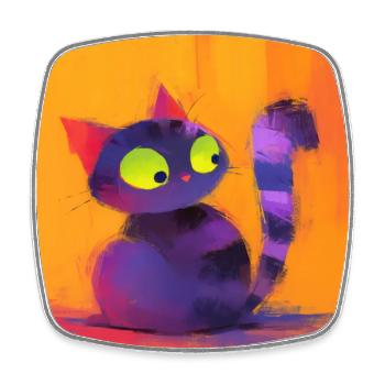 Cat, Cat Motif - Square fridge magnet - white - Front