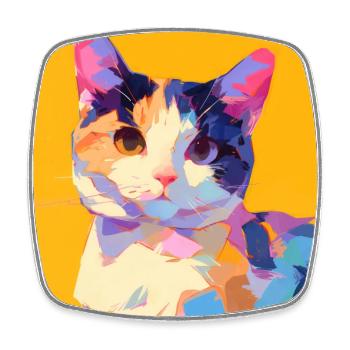 Cat, Cat Motif - Square fridge magnet - white - Front