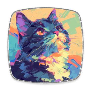 Cat, Cat Motif - Square fridge magnet - white - Front