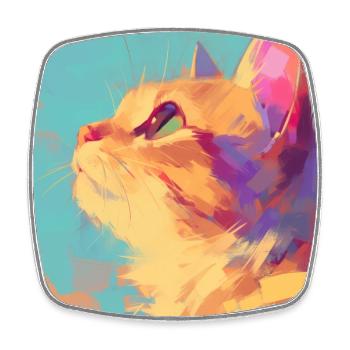Cat, Cat Motif - Square fridge magnet - white - Front