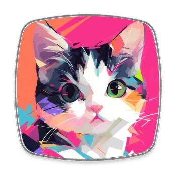 Katze, katzenmotiv - Viereckiger Kühlschrankmagnet - Weiß - Vorne