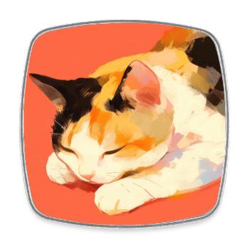 Katze, katzenmotiv - Viereckiger Kühlschrankmagnet - Weiß - Vorne