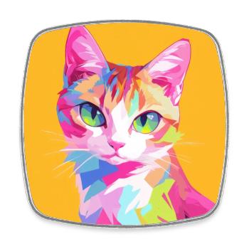 Cat, Cat Motif - Square fridge magnet - white - Front