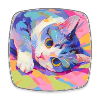 Cat, Cat Motif - Square fridge magnet - white - Front