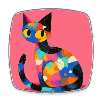 Katze, katzenmotiv - Viereckiger Kühlschrankmagnet - Weiß - Vorne