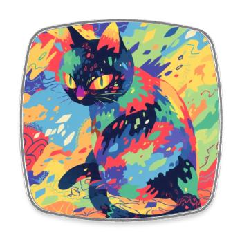 Katze, katzenmotiv - Viereckiger Kühlschrankmagnet - Weiß - Vorne
