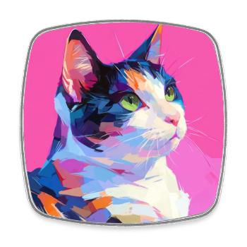 Cat, Cat Motif - Square fridge magnet - white - Front