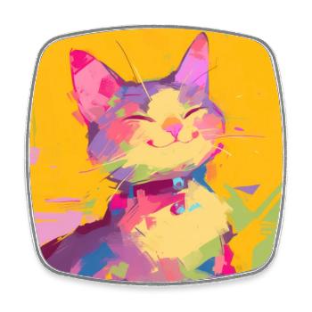Cat, Cat Motif - Square fridge magnet - white - Front