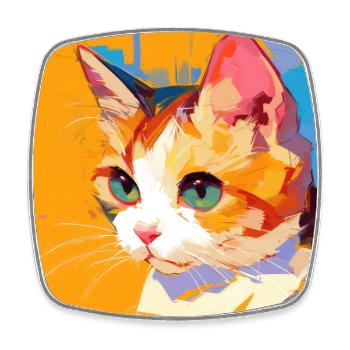Katze, katzenmotiv - Viereckiger Kühlschrankmagnet - Weiß - Vorne