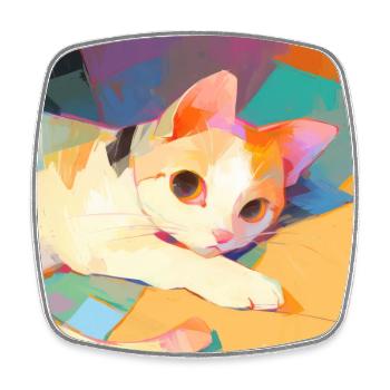 Cat, Cat Motif - Square fridge magnet - white - Front