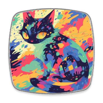 Cat, Cat Motif - Square fridge magnet - white - Front