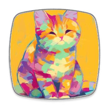 Cat, Cat Motif - Square fridge magnet - white - Front