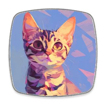 Cat, Cat Motif - Square fridge magnet - white - Front