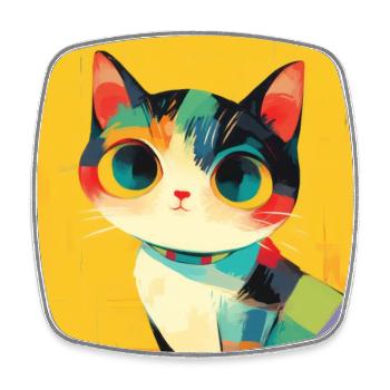 Katze, katzenmotiv - Viereckiger Kühlschrankmagnet - Weiß - Vorne