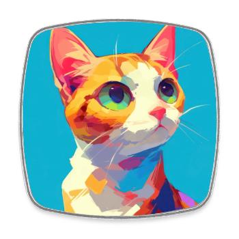 Cat, Cat Motif - Square fridge magnet - white - Front