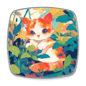 Chat, Motif De Chat - Magnet carré - blanc - Devant