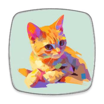 Cat, Cat Motif - Square fridge magnet - white - Front