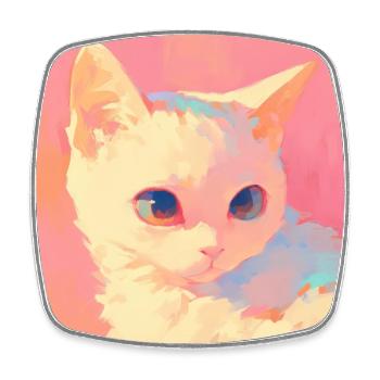 Chat, Motif De Chat - Magnet carré - blanc - Devant